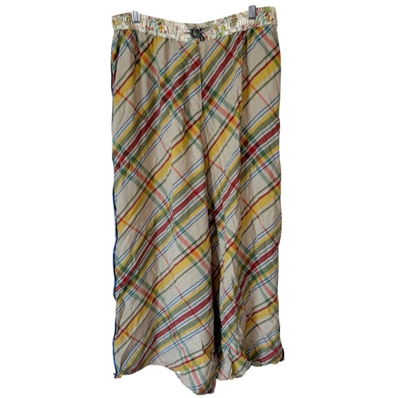 Pierre-Louis Mascia ADANASTR Plaid Printed Silk Palazzo Trousers - Picture 1 of 16